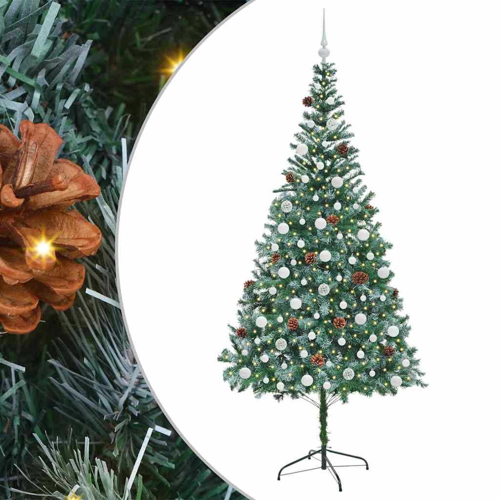 Kunstigt juletræ med 300 LED'er Grøn 210 cm PVC og Stål