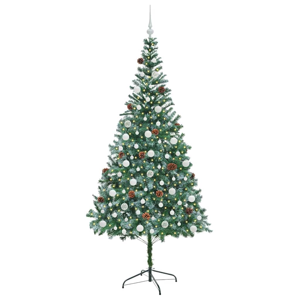 Kunstigt juletræ med 300 LED'er Grøn 210 cm PVC og Stål