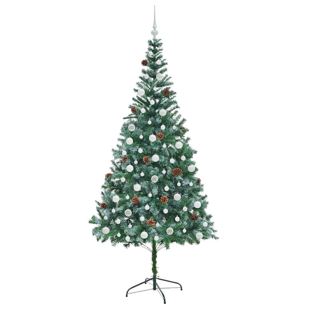Kunstigt juletræ med 300 LED'er Grøn 210 cm PVC og Stål