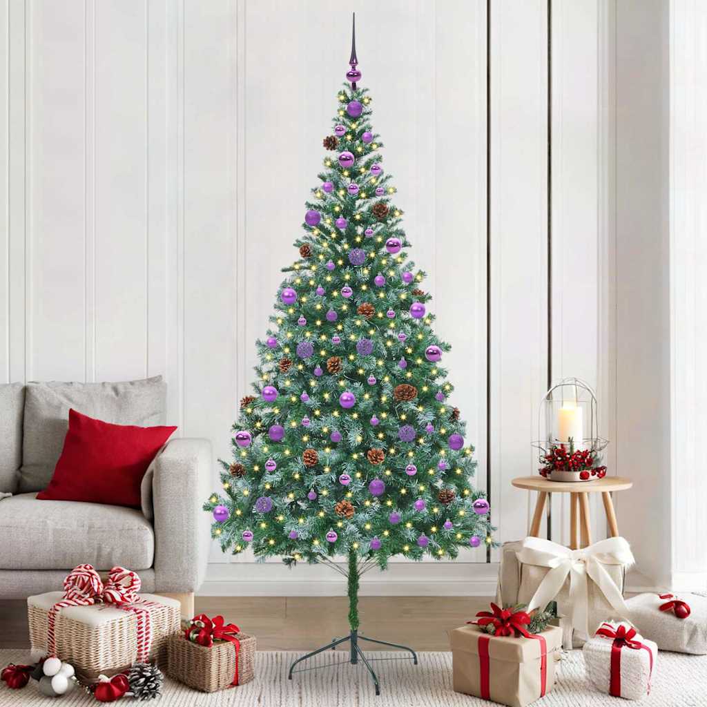 Kunstigt juletræ med 300 LED'er Grøn 210 cm PVC og Stål