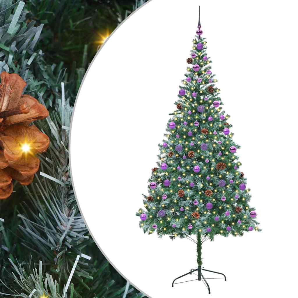 Kunstigt juletræ med 300 LED'er Grøn 210 cm PVC og Stål