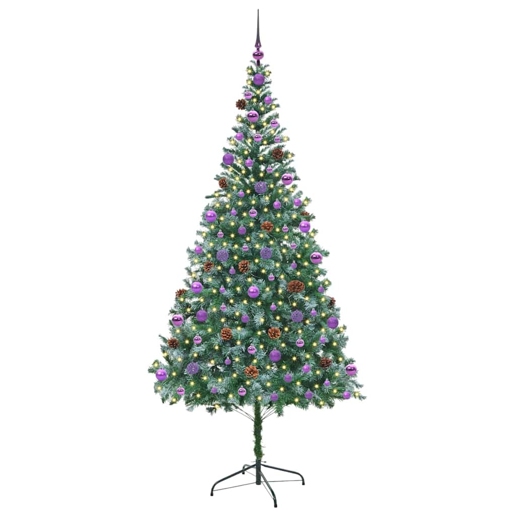 Kunstigt juletræ med 300 LED'er Grøn 210 cm PVC og Stål