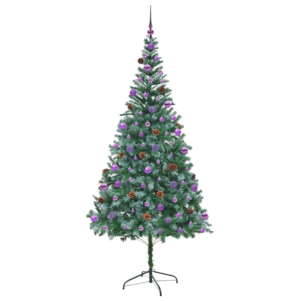 Kunstigt juletræ med 300 LED'er Grøn 210 cm PVC og Stål
