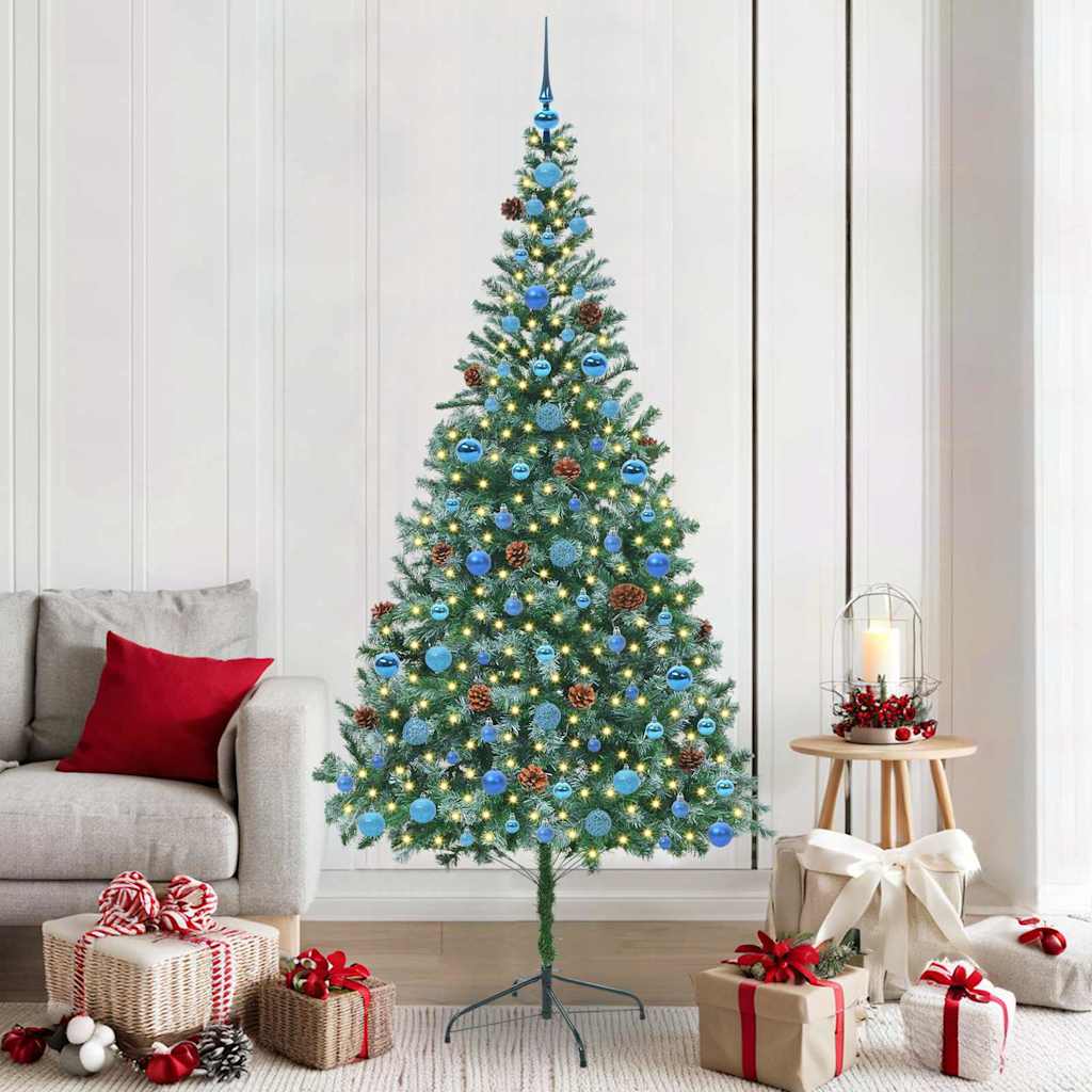 Kunstigt juletræ med 300 LED'er Grøn 210 cm PVC og Stål