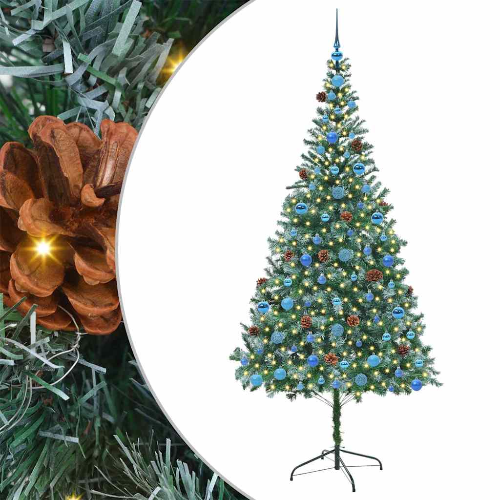 Kunstigt juletræ med 300 LED'er Grøn 210 cm PVC og Stål