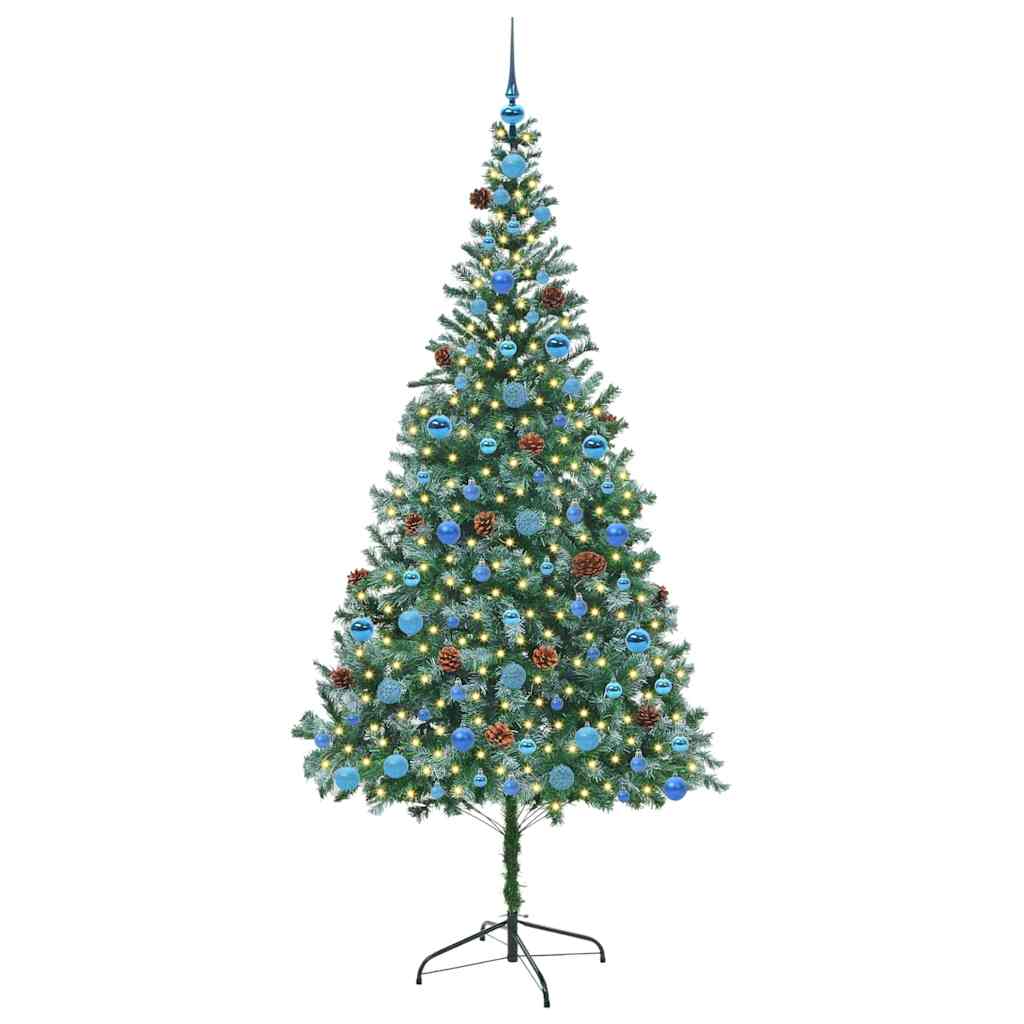 Kunstigt juletræ med 300 LED'er Grøn 210 cm PVC og Stål