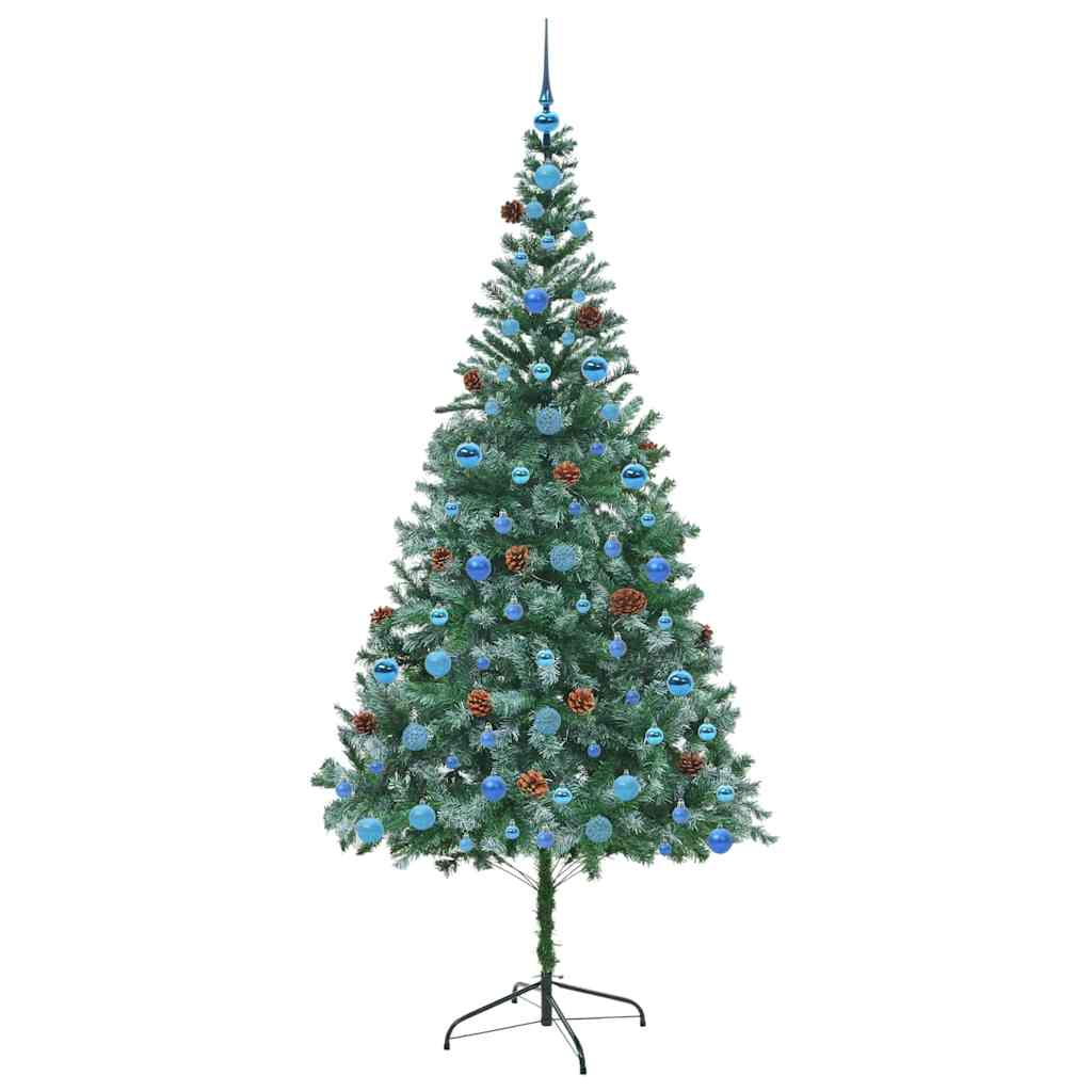 Kunstigt juletræ med 300 LED'er Grøn 210 cm PVC og Stål