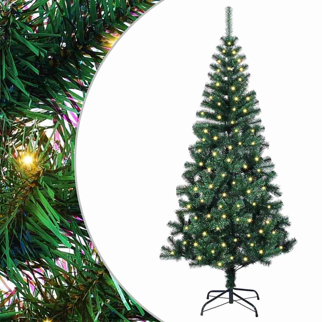 Kunstig Forbelyst Juletræ med stativ Grøn 120 cm PVC og metal