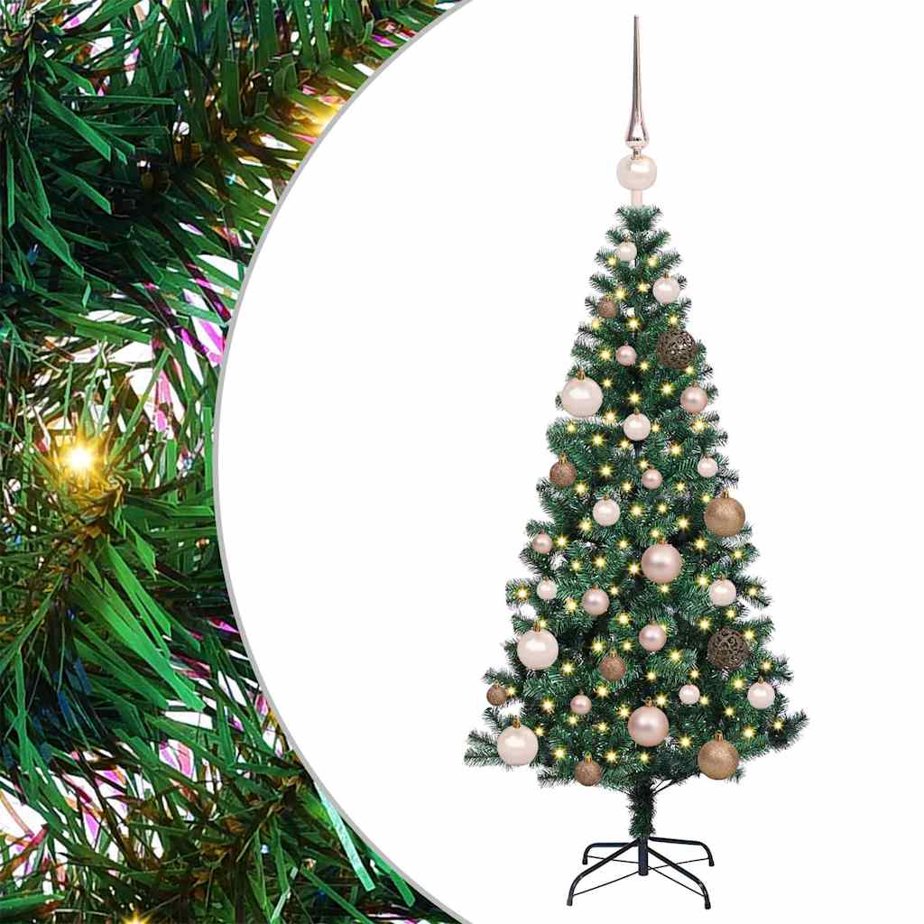 Kunstig Forbelyst Juletræ med stativ Grøn 120 cm PVC og metal