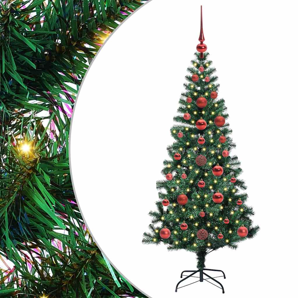 Kunstig Forbelyst Juletræ med stativ Grøn 120 cm PVC og metal