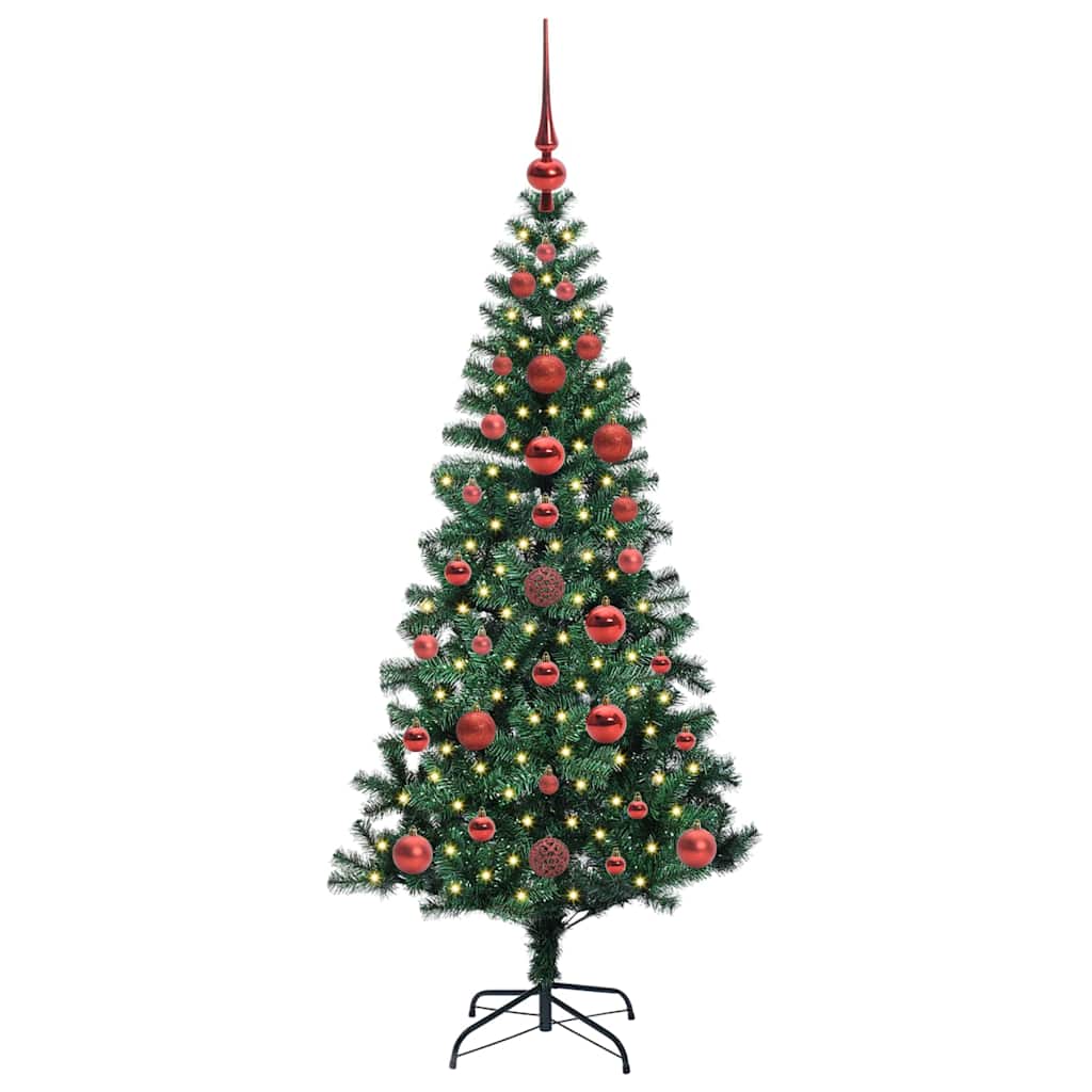 Kunstig Forbelyst Juletræ med stativ Grøn 120 cm PVC og metal