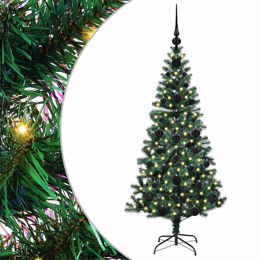 Kunstig Forbelyst Juletræ med stativ Grøn 120 cm PVC og metal