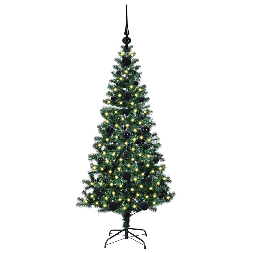 Kunstig Forbelyst Juletræ med stativ Grøn 120 cm PVC og metal