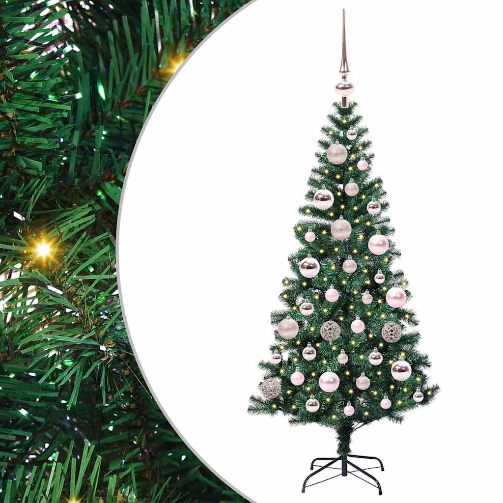 Kunstig Forbelyst Juletræ med stativ Grøn 120 cm PVC og metal