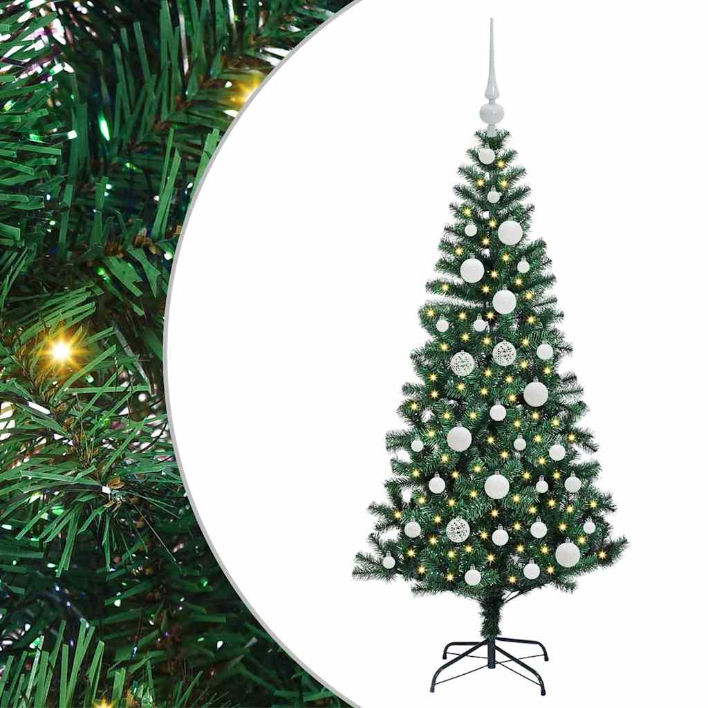 Kunstig Forbelyst Juletræ med stativ Grøn 120 cm PVC og metal