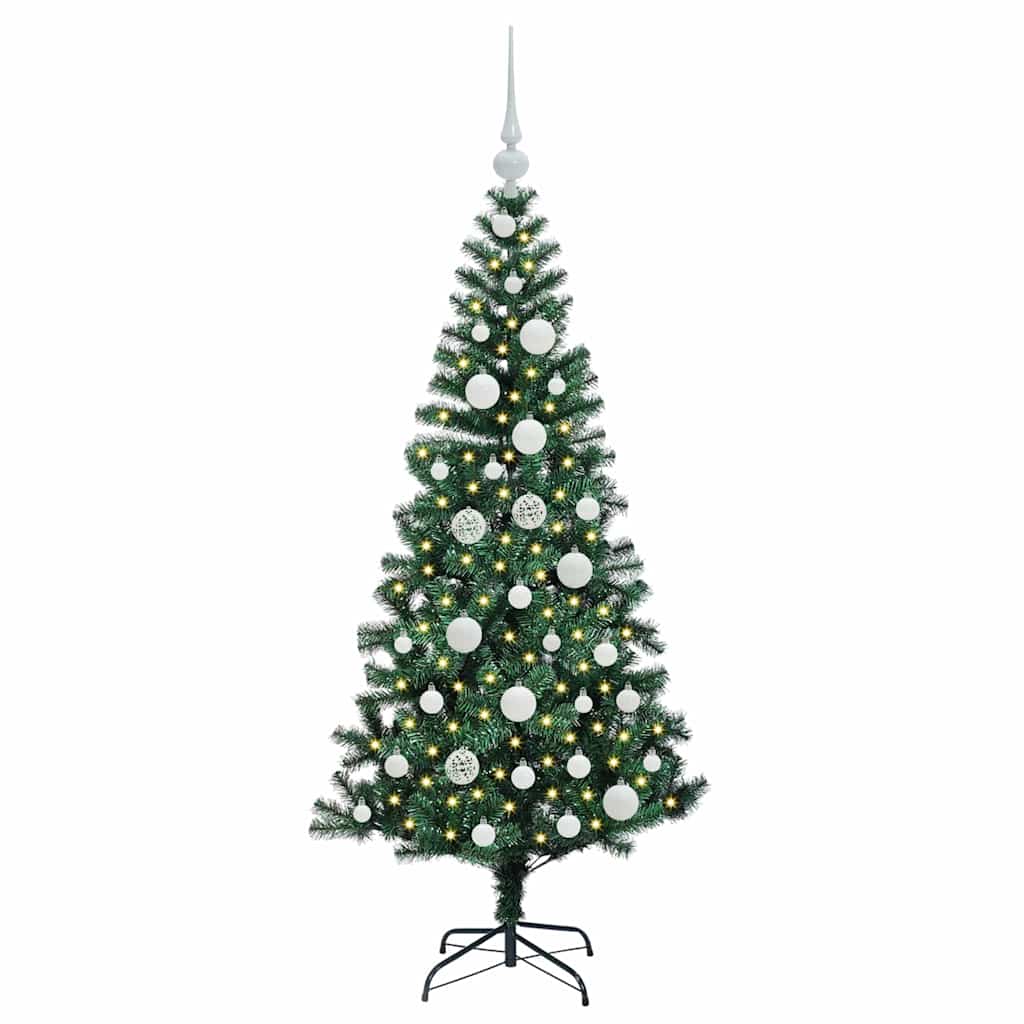 Kunstig Forbelyst Juletræ med stativ Grøn 120 cm PVC og metal