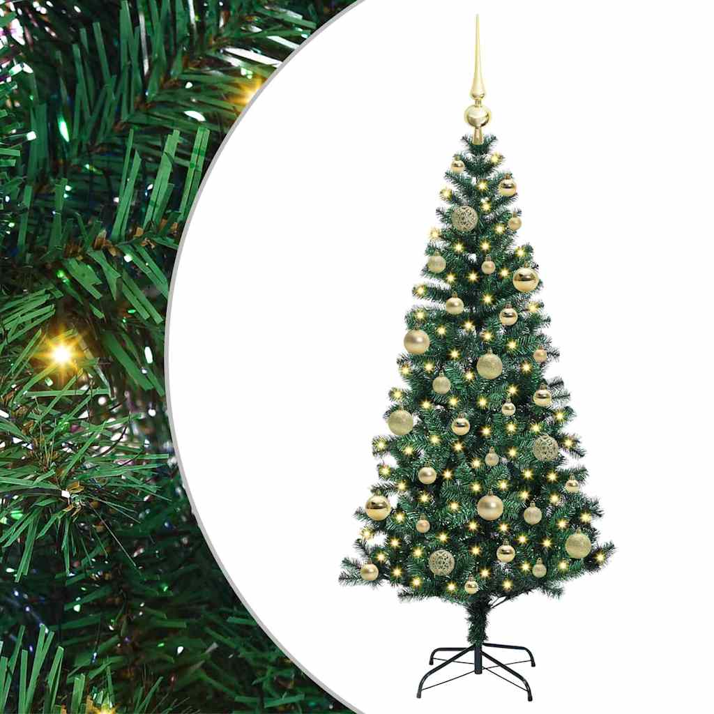 Kunstig Forbelyst Juletræ med stativ Grøn 120 cm PVC og metal