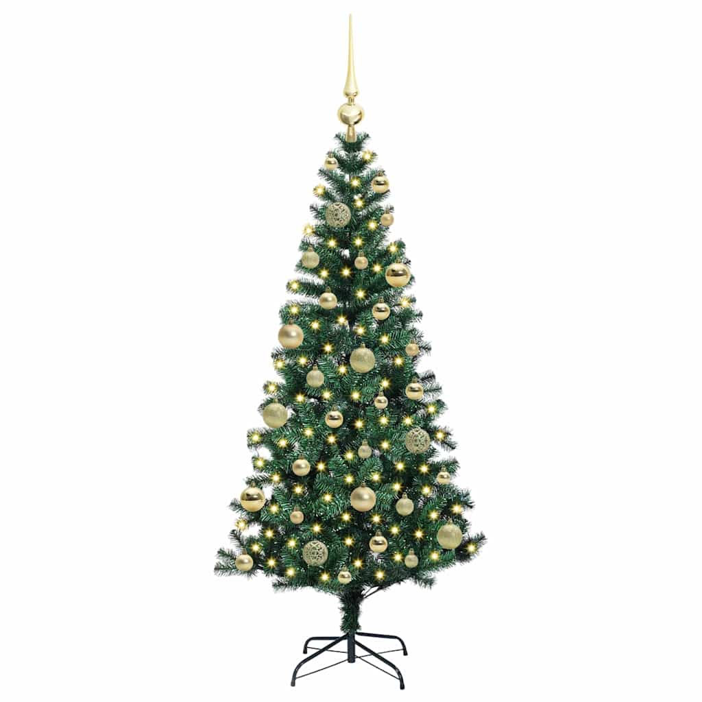 Kunstig Forbelyst Juletræ med stativ Grøn 120 cm PVC og metal