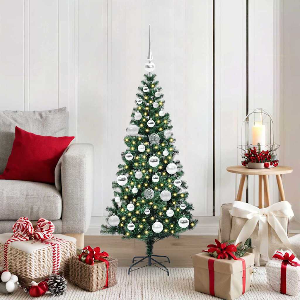 Kunstig Forbelyst Juletræ med stativ Grøn 120 cm PVC og metal