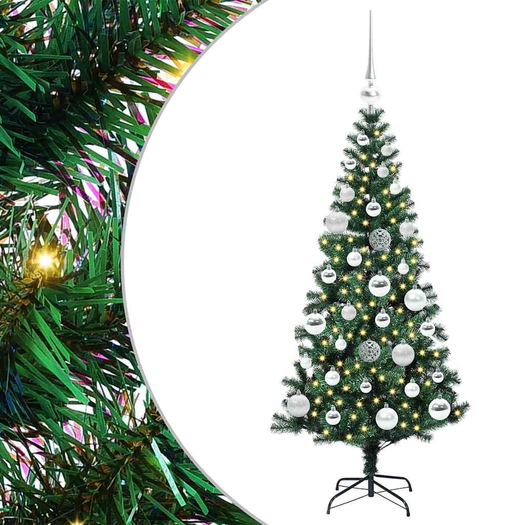Kunstig Forbelyst Juletræ med stativ Grøn 120 cm PVC og metal