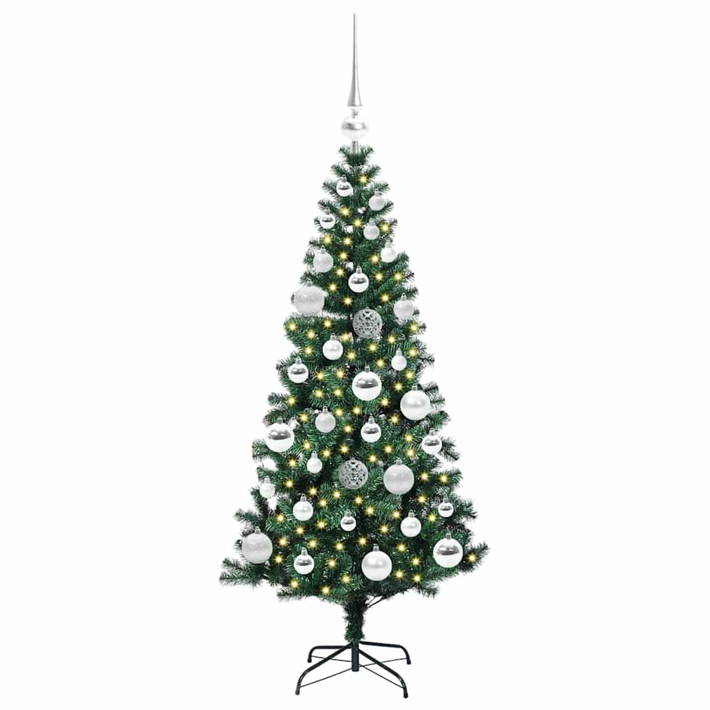 Kunstig Forbelyst Juletræ med stativ Grøn 120 cm PVC og metal