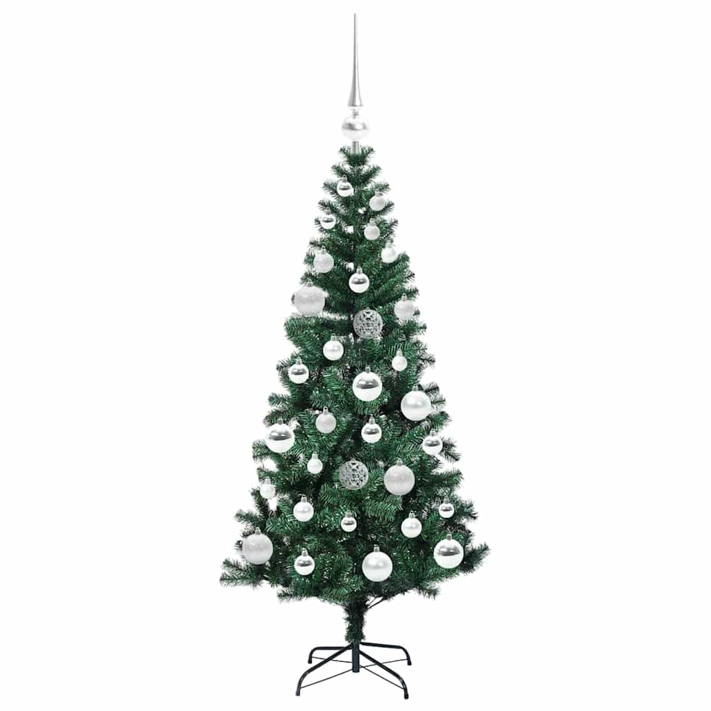 Kunstig Forbelyst Juletræ med stativ Grøn 120 cm PVC og metal