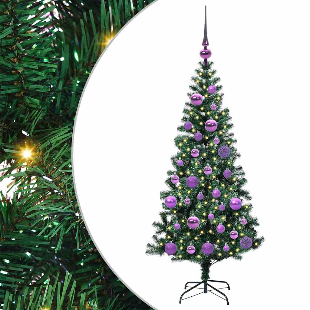 Kunstig Forbelyst Juletræ med stativ Grøn 120 cm PVC og metal
