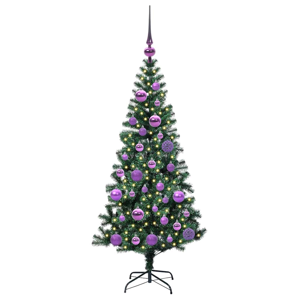 Kunstig Forbelyst Juletræ med stativ Grøn 120 cm PVC og metal