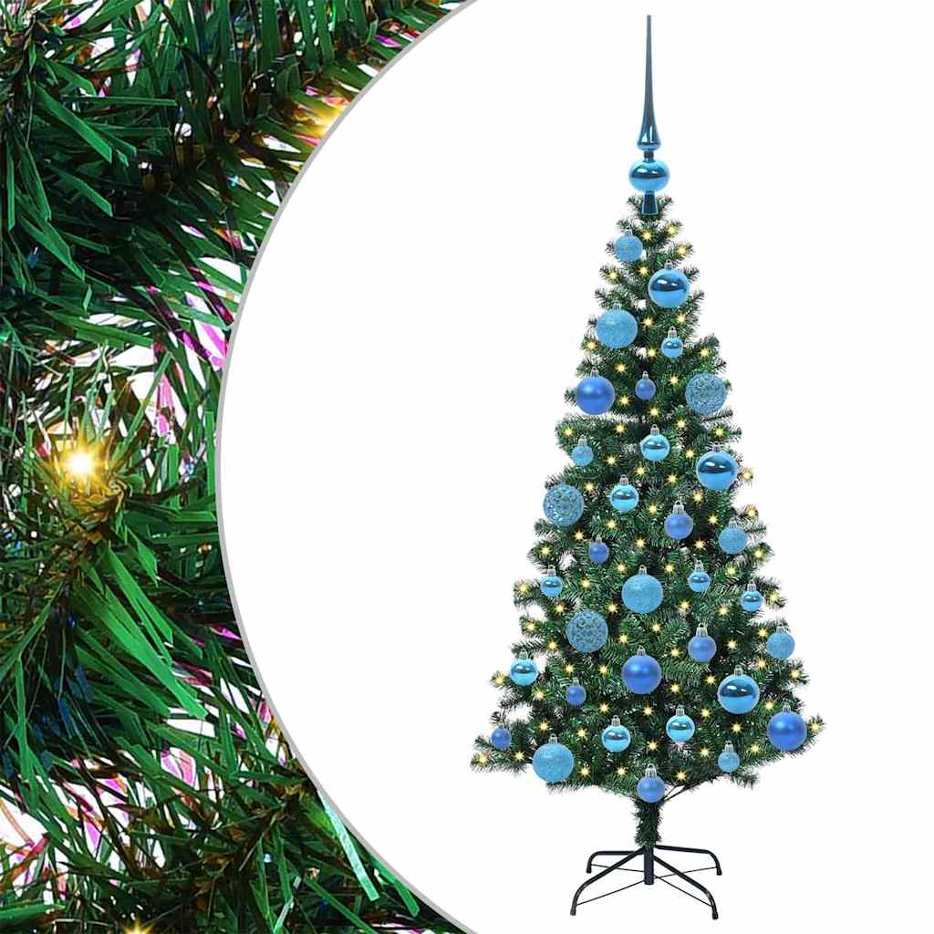 Kunstig Forbelyst Juletræ med stativ Grøn 120 cm PVC og metal