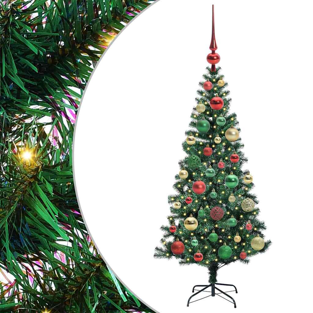 Kunstig Forbelyst Juletræ med stativ Grøn 120 cm PVC og metal
