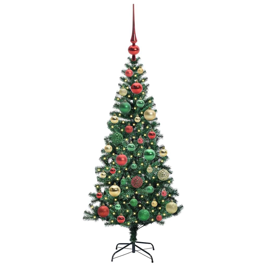 Kunstig Forbelyst Juletræ med stativ Grøn 120 cm PVC og metal