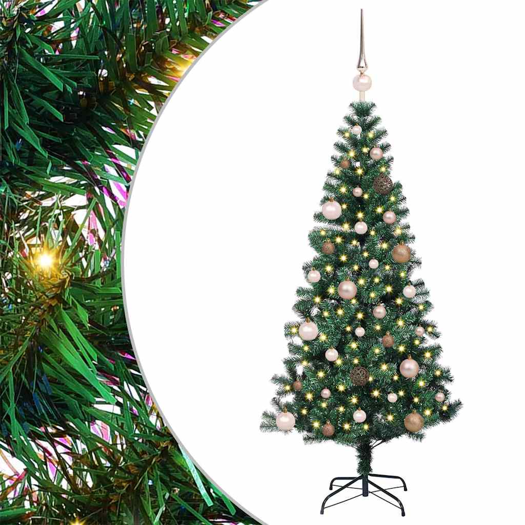 Kunstig Forbelyst Juletræ med stativ Grøn 150 cm PVC og metal
