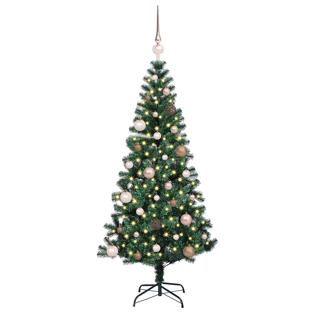 Kunstig Forbelyst Juletræ med stativ Grøn 150 cm PVC og metal