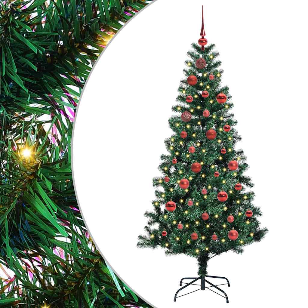 Kunstig Forbelyst Juletræ med stativ Grøn 150 cm PVC og metal