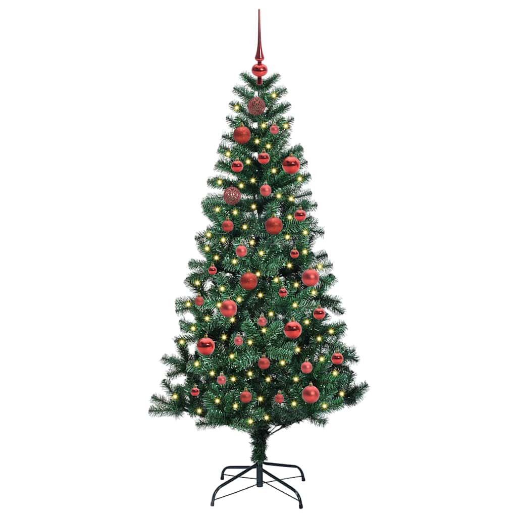 Kunstig Forbelyst Juletræ med stativ Grøn 150 cm PVC og metal