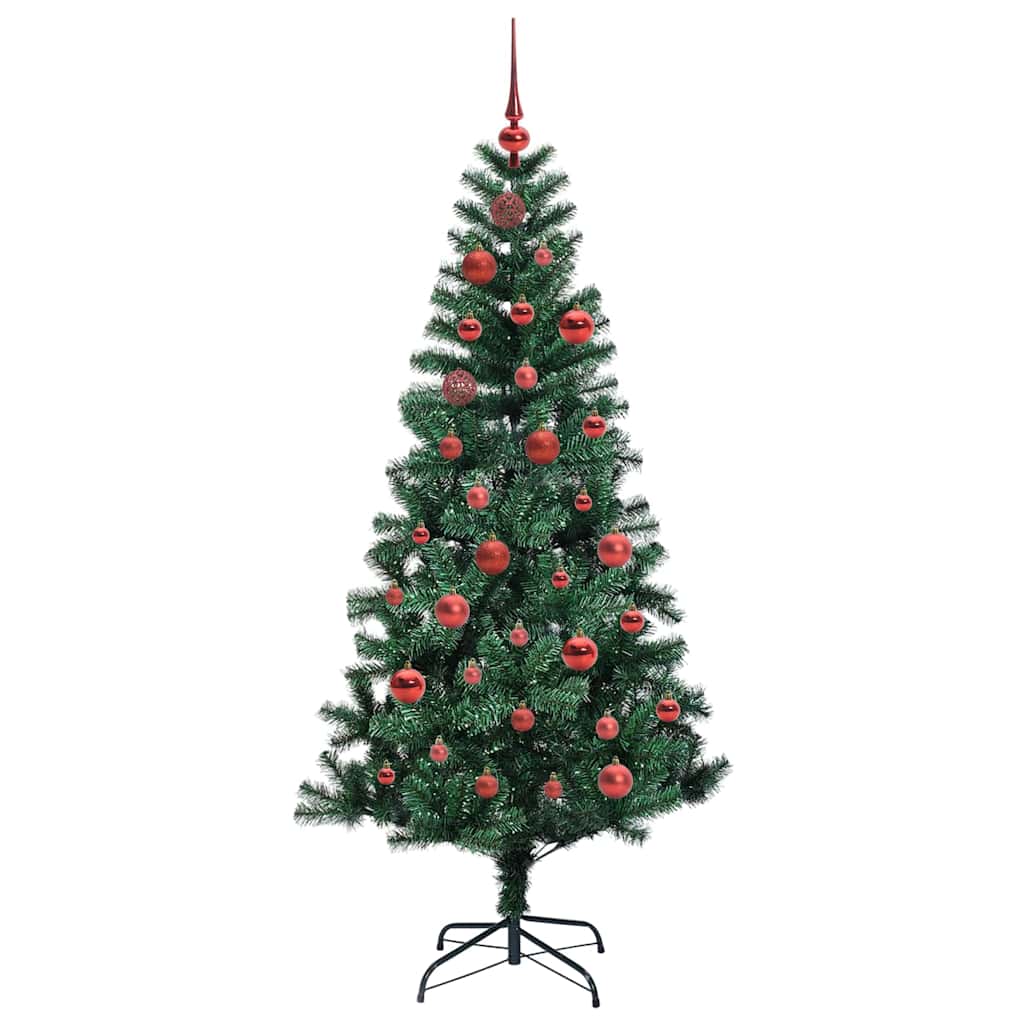 Kunstig Forbelyst Juletræ med stativ Grøn 150 cm PVC og metal