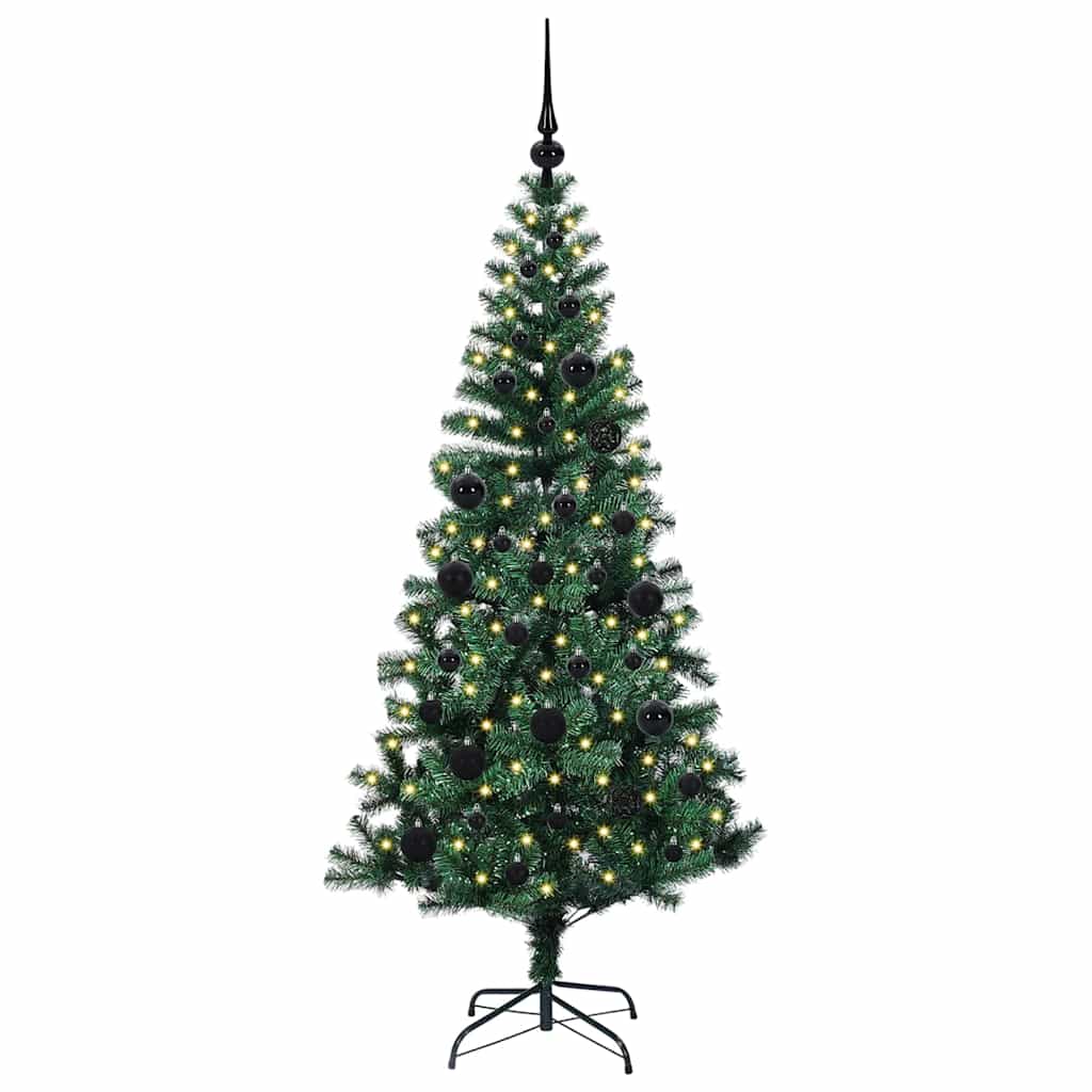 Kunstig Forbelyst Juletræ med stativ Grøn 150 cm PVC og metal