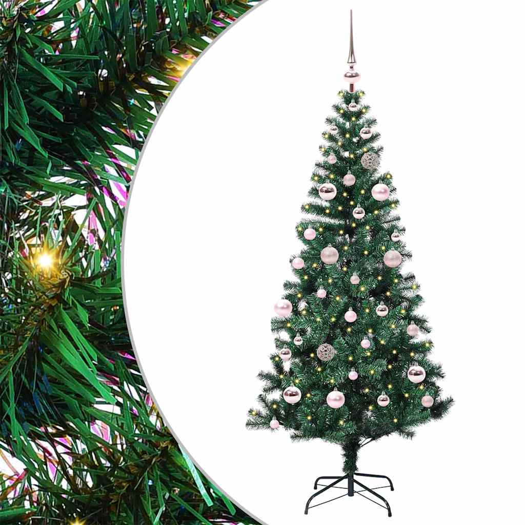 Kunstig Forbelyst Juletræ med stativ Grøn 150 cm PVC og metal