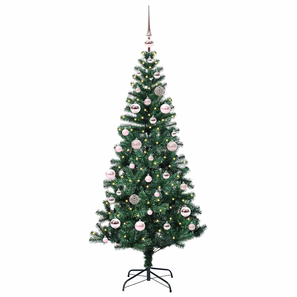 Kunstig Forbelyst Juletræ med stativ Grøn 150 cm PVC og metal