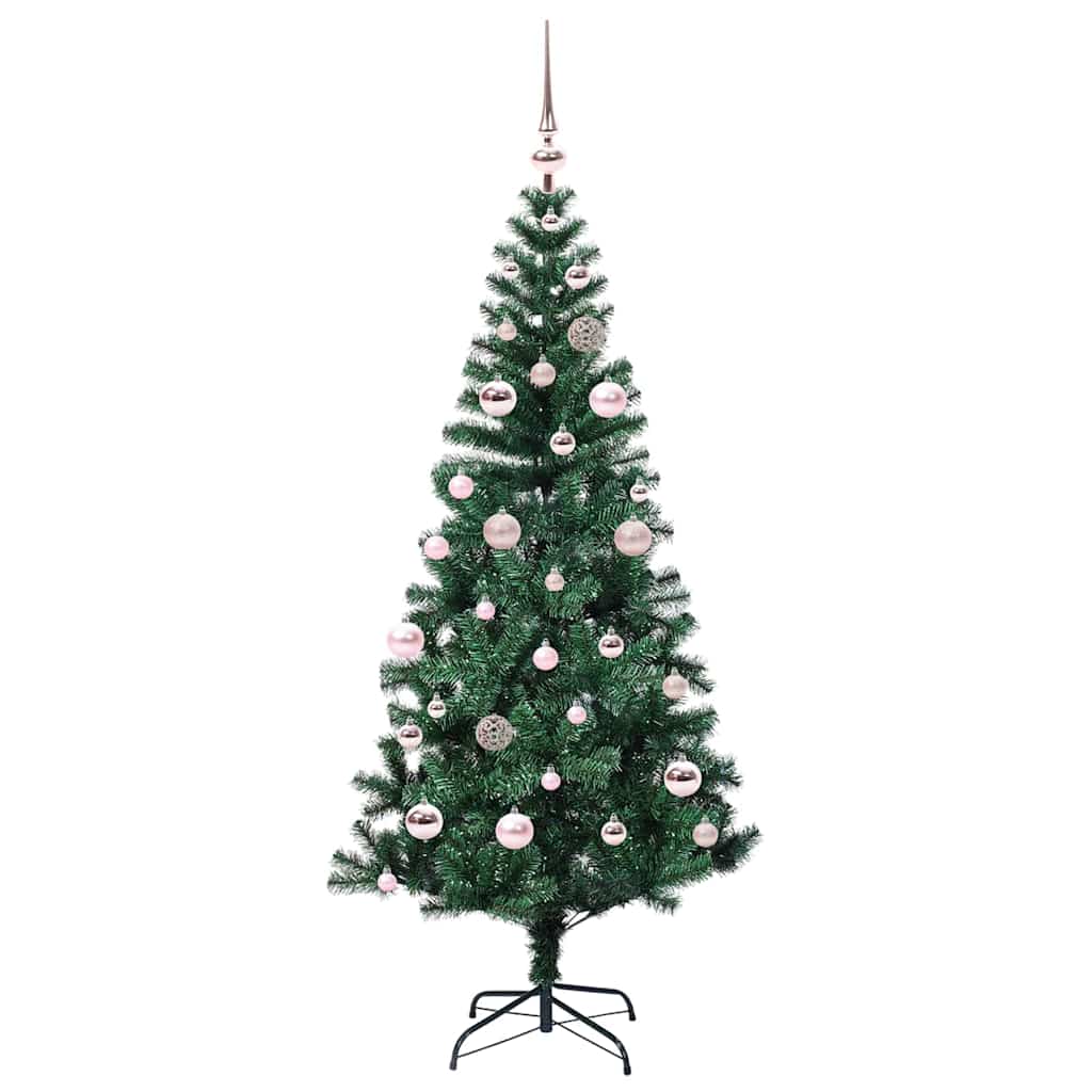 Kunstig Forbelyst Juletræ med stativ Grøn 150 cm PVC og metal