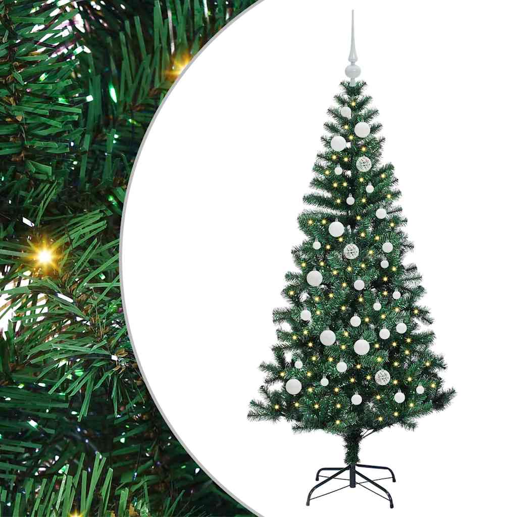 Kunstig Forbelyst Juletræ med stativ Grøn 150 cm PVC og metal