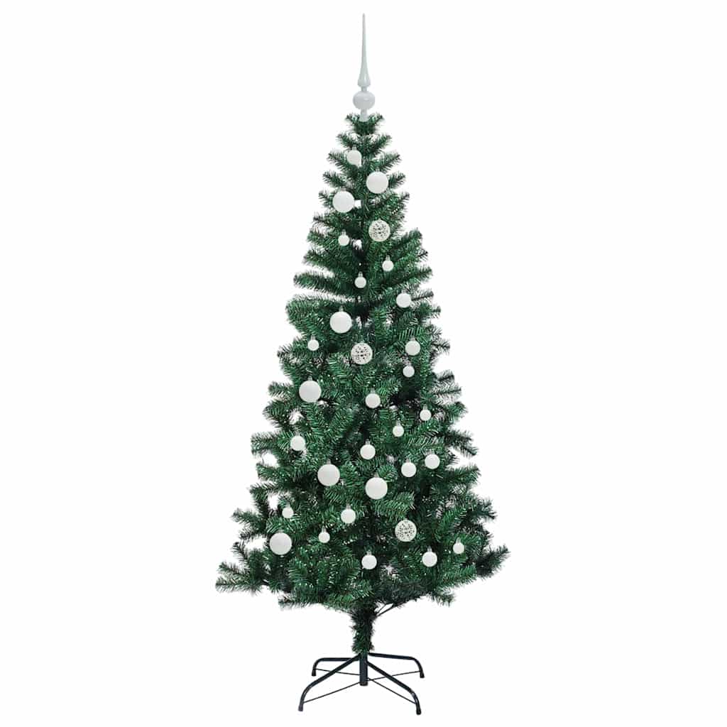 Kunstig Forbelyst Juletræ med stativ Grøn 150 cm PVC og metal