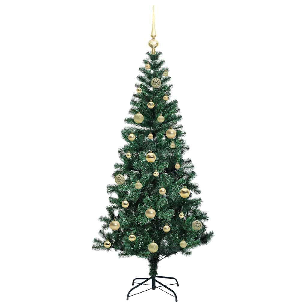 Kunstig Forbelyst Juletræ med stativ Grøn 150 cm PVC og metal