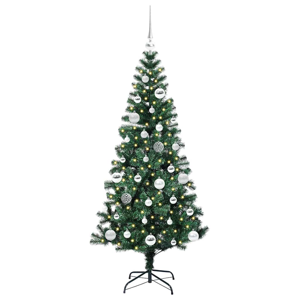 Kunstig Forbelyst Juletræ med stativ Grøn 150 cm PVC og metal