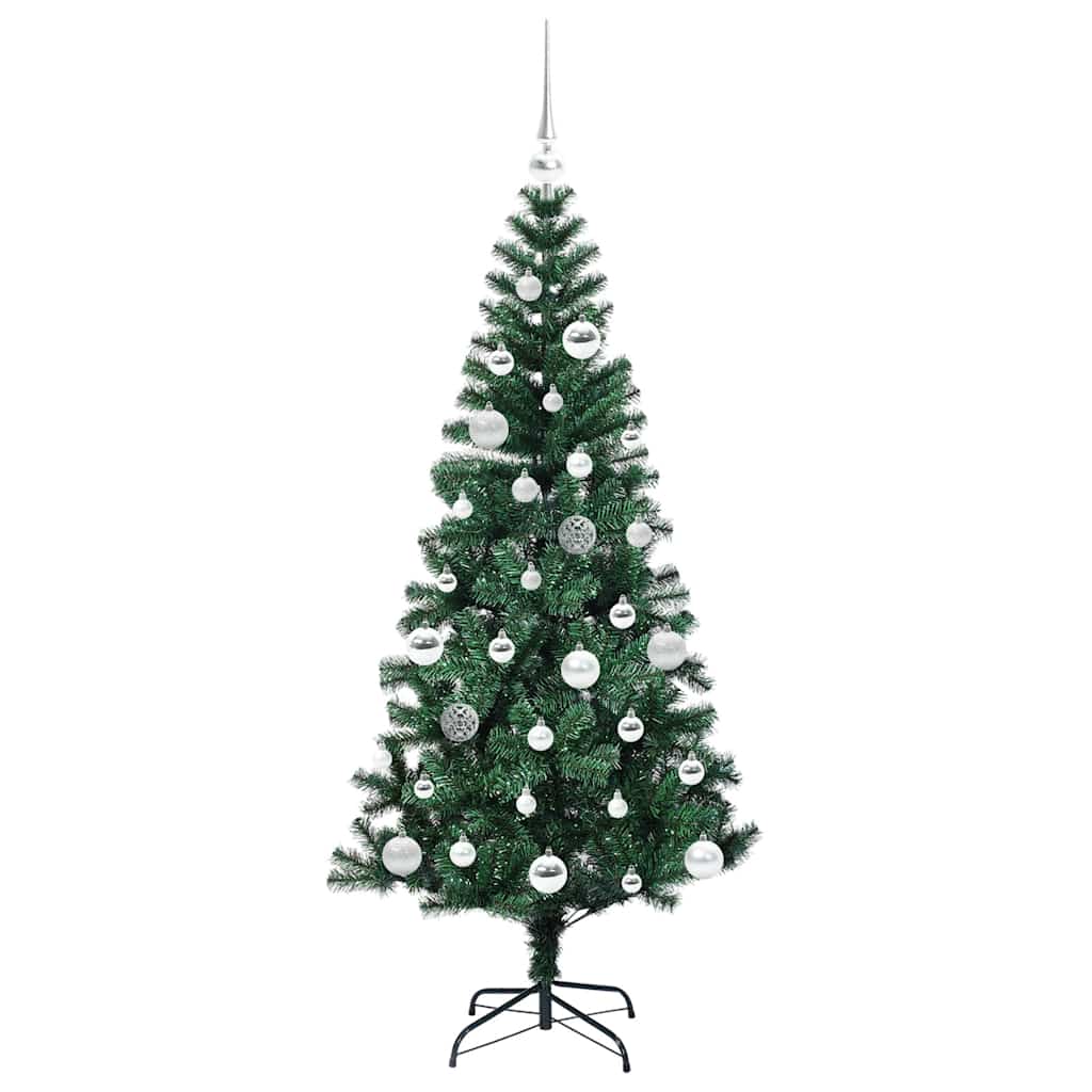 Kunstig Forbelyst Juletræ med stativ Grøn 150 cm PVC og metal