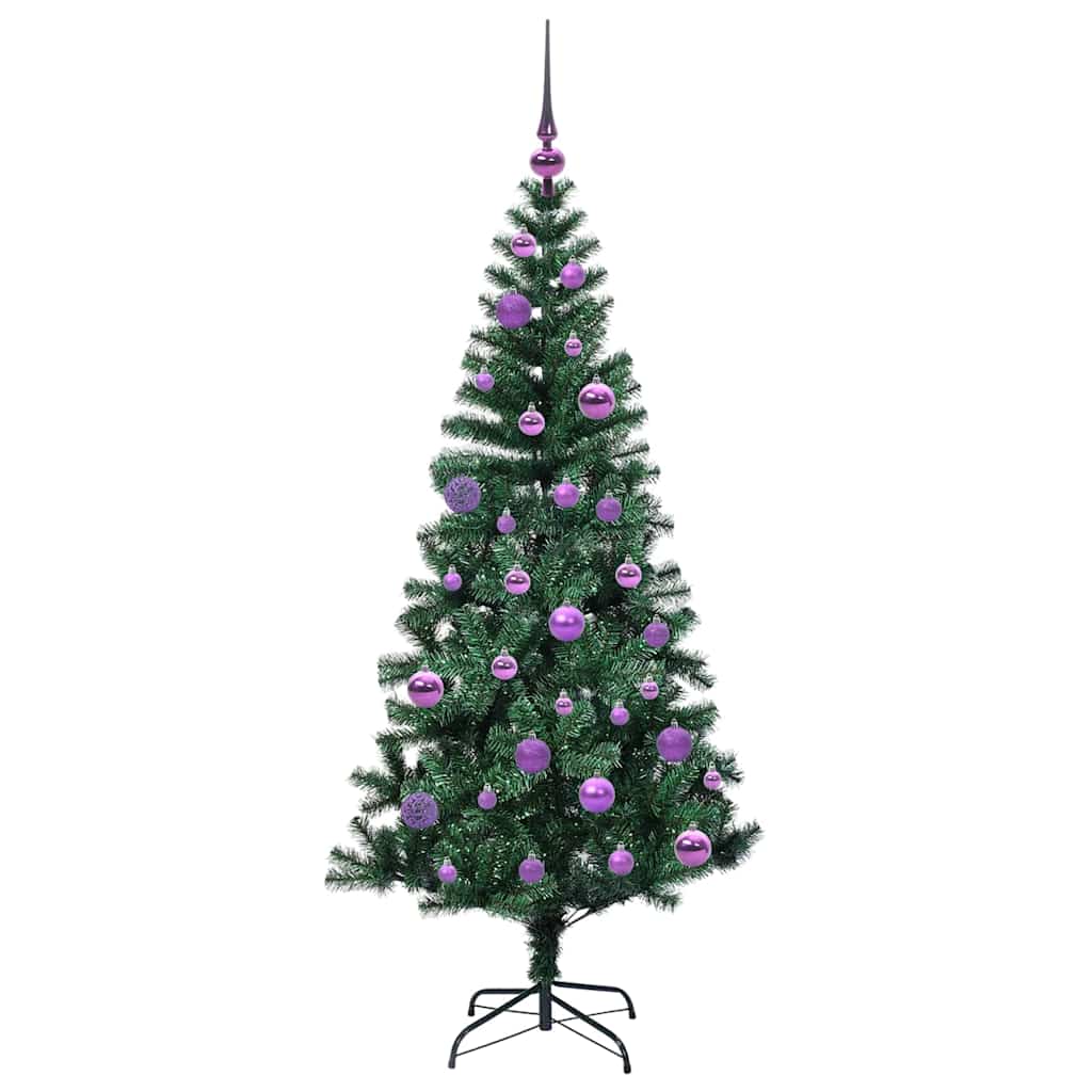 Kunstig Forbelyst Juletræ med stativ Grøn 150 cm PVC og metal