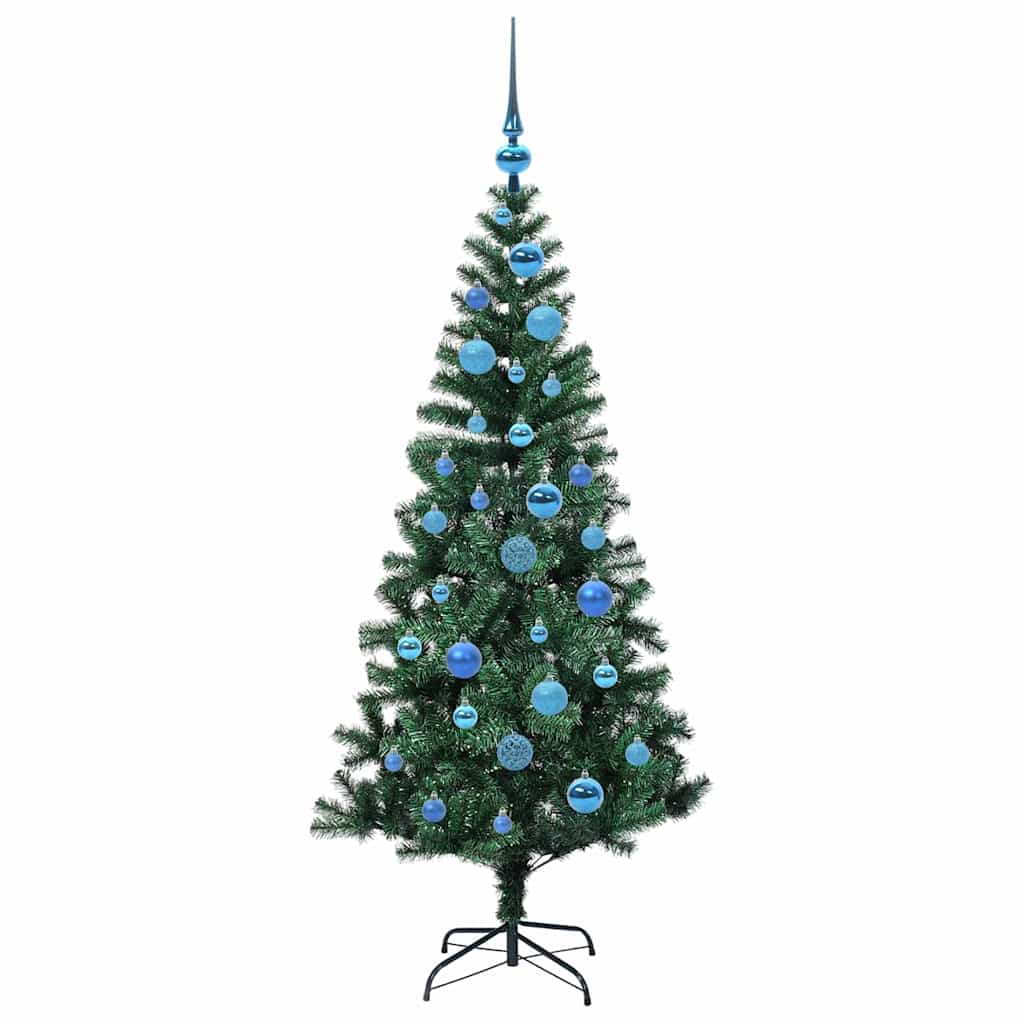 Kunstig Forbelyst Juletræ med stativ Grøn 150 cm PVC og metal