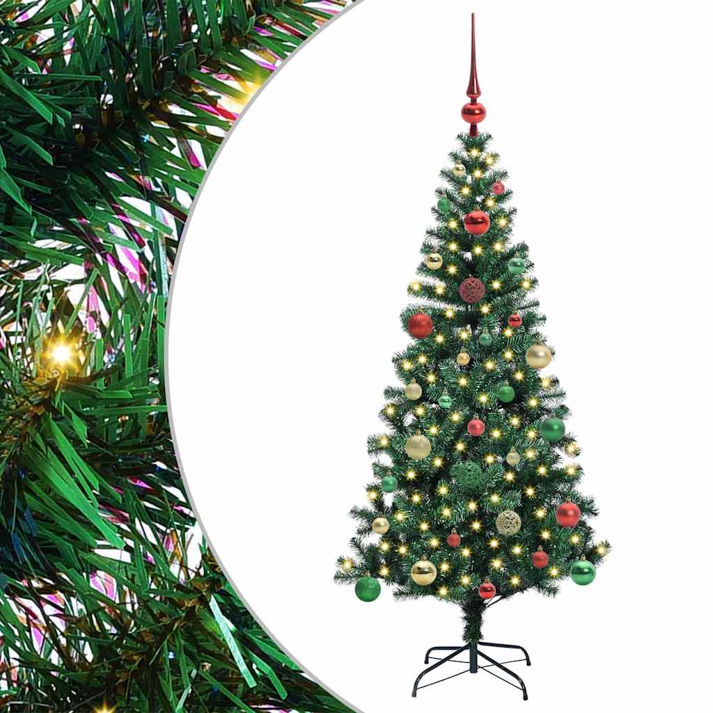 Kunstig Forbelyst Juletræ med stativ Grøn 150 cm PVC og metal