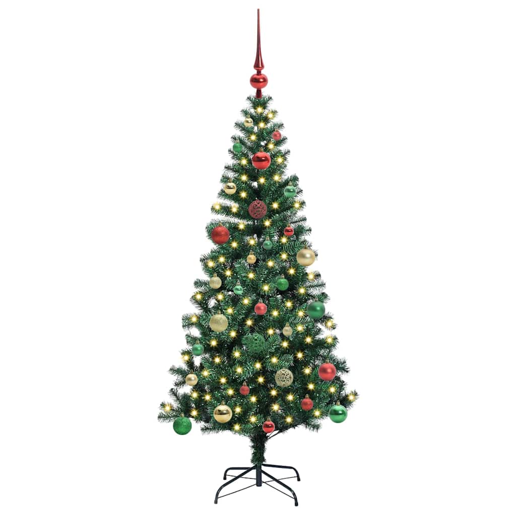 Kunstig Forbelyst Juletræ med stativ Grøn 150 cm PVC og metal