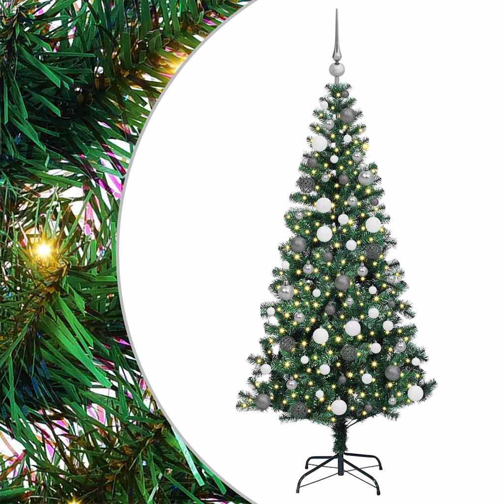 Kunstig Forbelyst Juletræ med stativ Grøn 180 cm PVC og metal